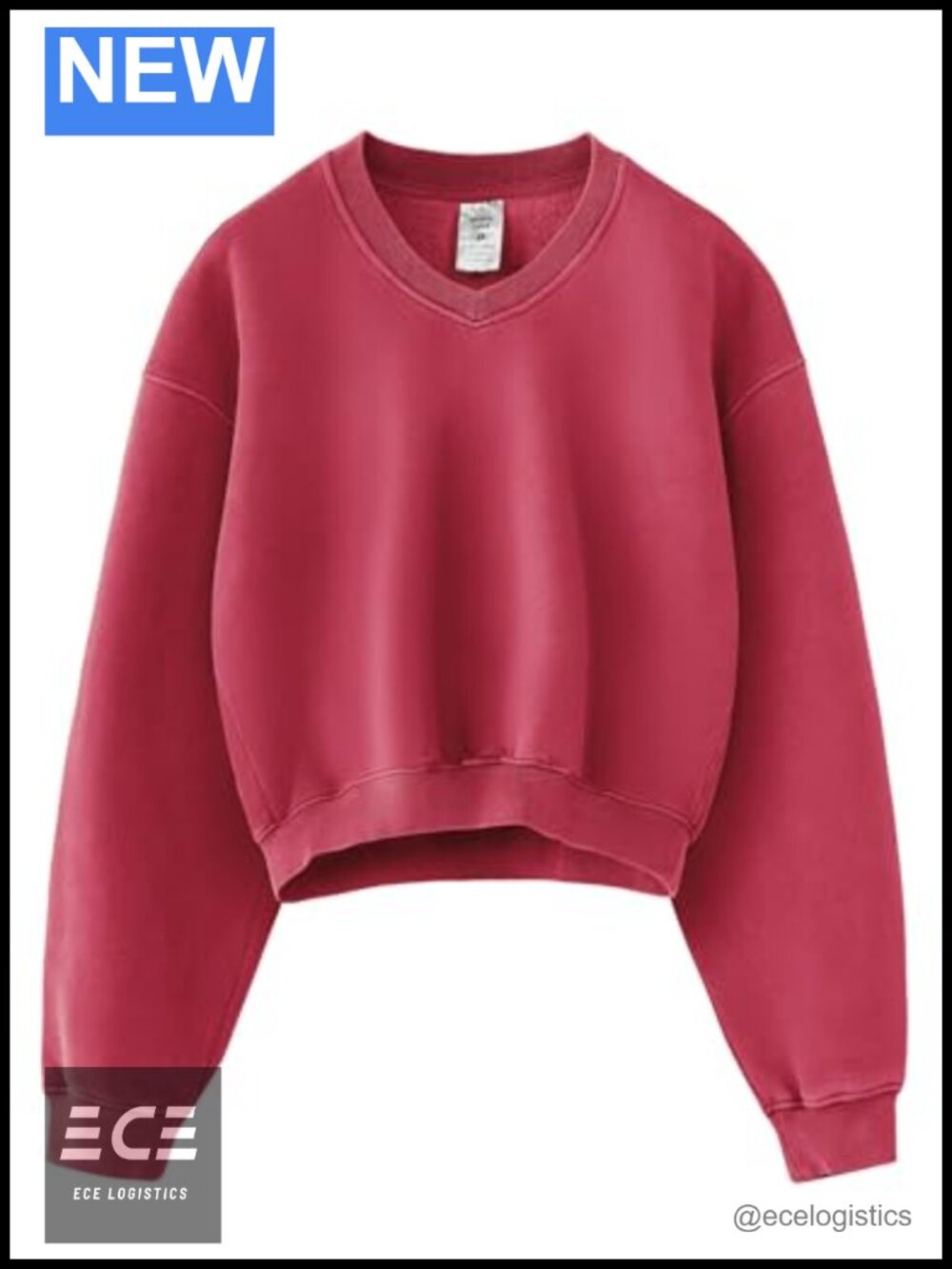 Cropped Sweatshirt V Neck Acid Wash Fleece Pullover